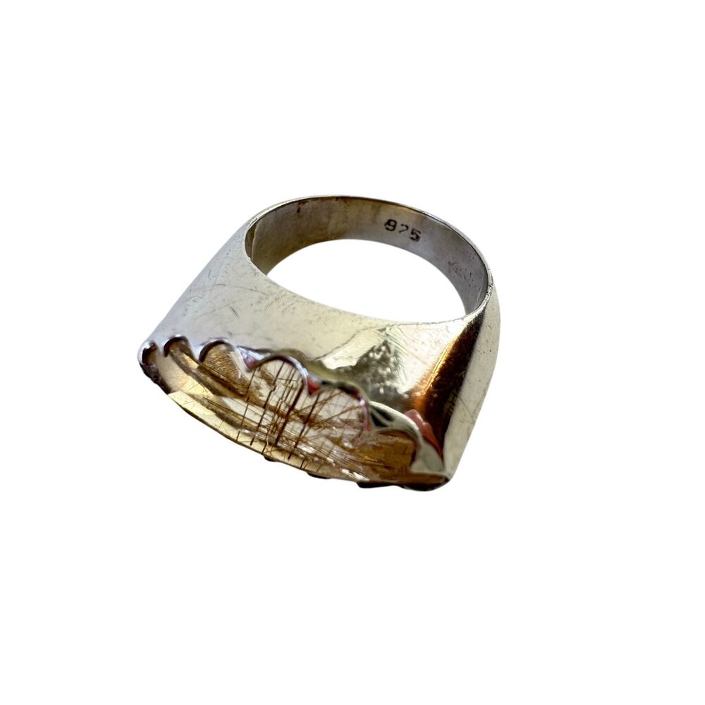 Golden Rutile Quartz Marquis Sterling 925 Silver Ring US Size 7.75 - Picture 2 of 10